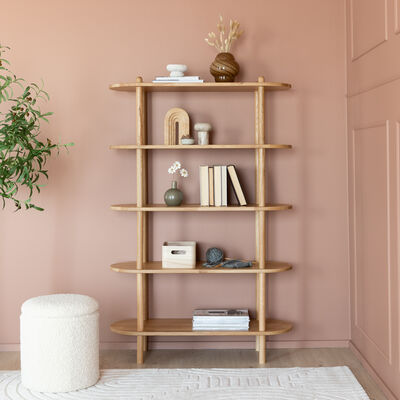 Askel tammi avohylly 100x35x152 cm pyöreällä päädyllä savutammi