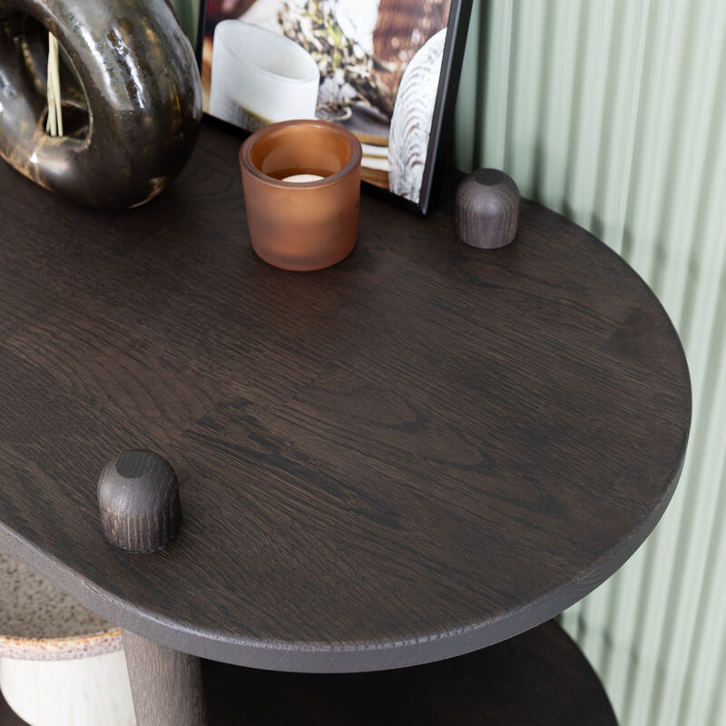 Askel hyllylevy pyöreällä päädyllä savutammi