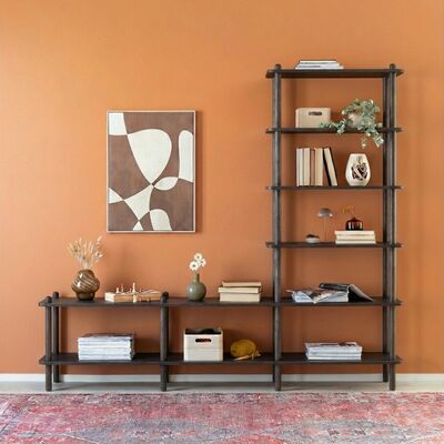 Askel tammi taso ja avohylly 203x35x185 cm suoralla päädyllä lakattu tammi