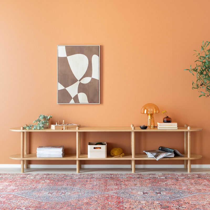 Askel tammi korkea tv-taso 230x35x53,5 cm pyöreällä päädyllä lakattu tammi