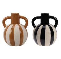 Raita maljakko 15,5 cm 2 kpl setti ruskea/valk ja musta/valk