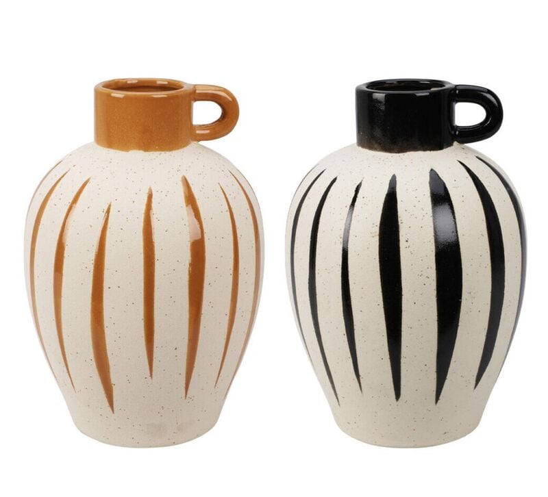 Ilo maljakko 25 cm 2 kpl setti ruskea/valk ja musta/valk