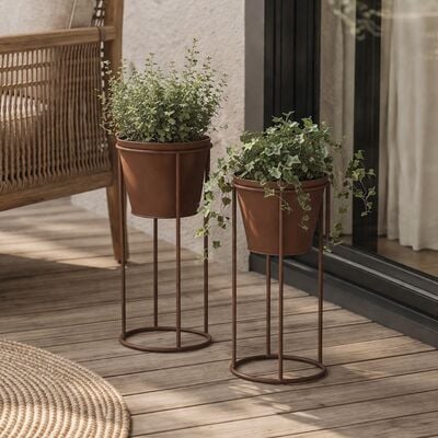 Rustiikki kukkateline 2 kpl setti ruskea