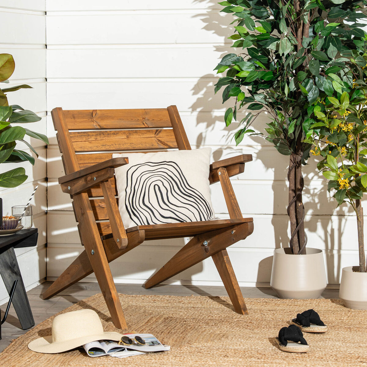 Ecofurn Granny nojatuoli käsinojilla ruskea mänty