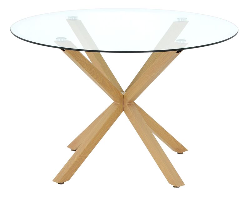 Halen pyöreä ruokapöytä Ø120 cm tammi/ kirkas lasi
