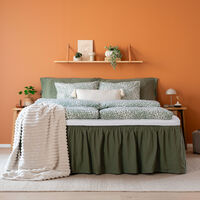 Linni pellava look röyhelöhelmalakana 160x200+45 cm oliivin vihreä