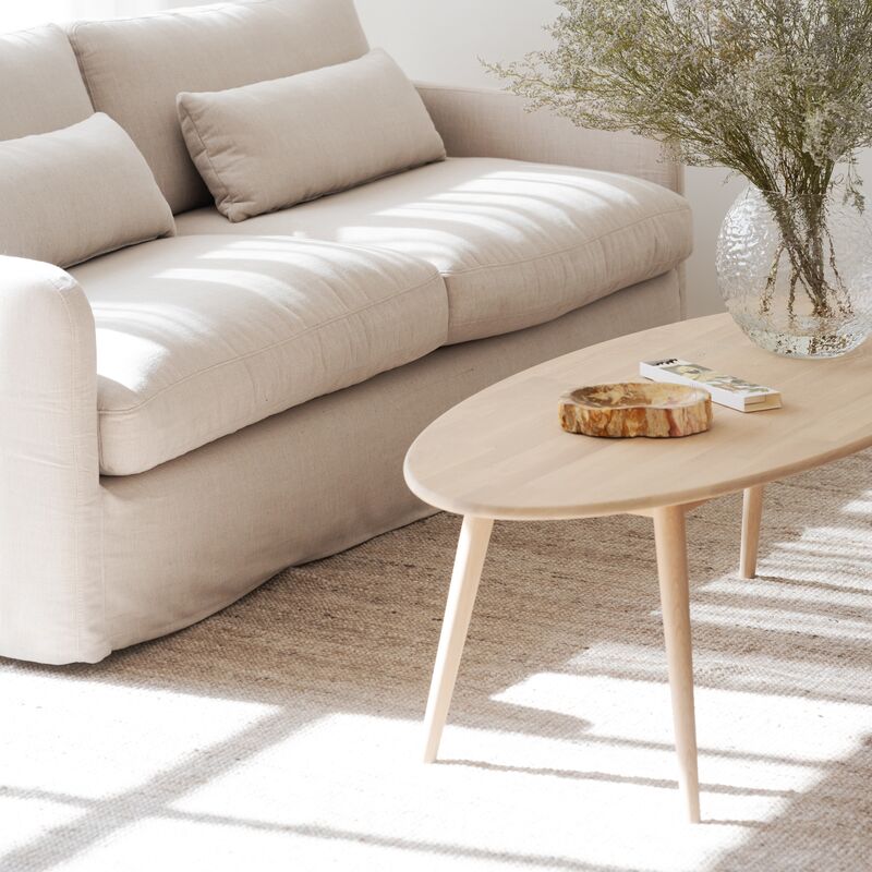 Rowico Home Tompkins ovaali sohvapöytä 150x60 cm valkoöljytty tammi