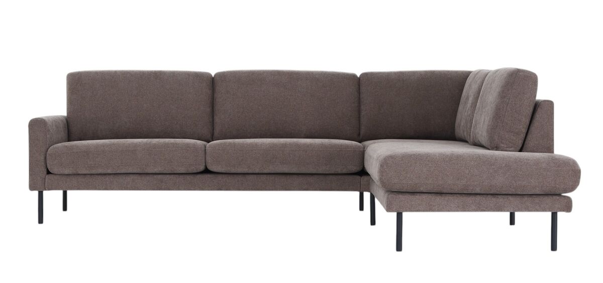 Kotoa avokulmasohva oikea, mocca 18 Storm, musta metallijalka