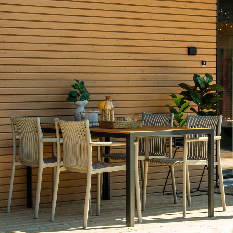 Saarni-Estrid 4-hengen ruokailuryhmä ruskea/musta, beige tuoli