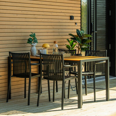 Saarni-Estrid 4-hengen ruokailuryhmä ruskea/musta, beige tuoli