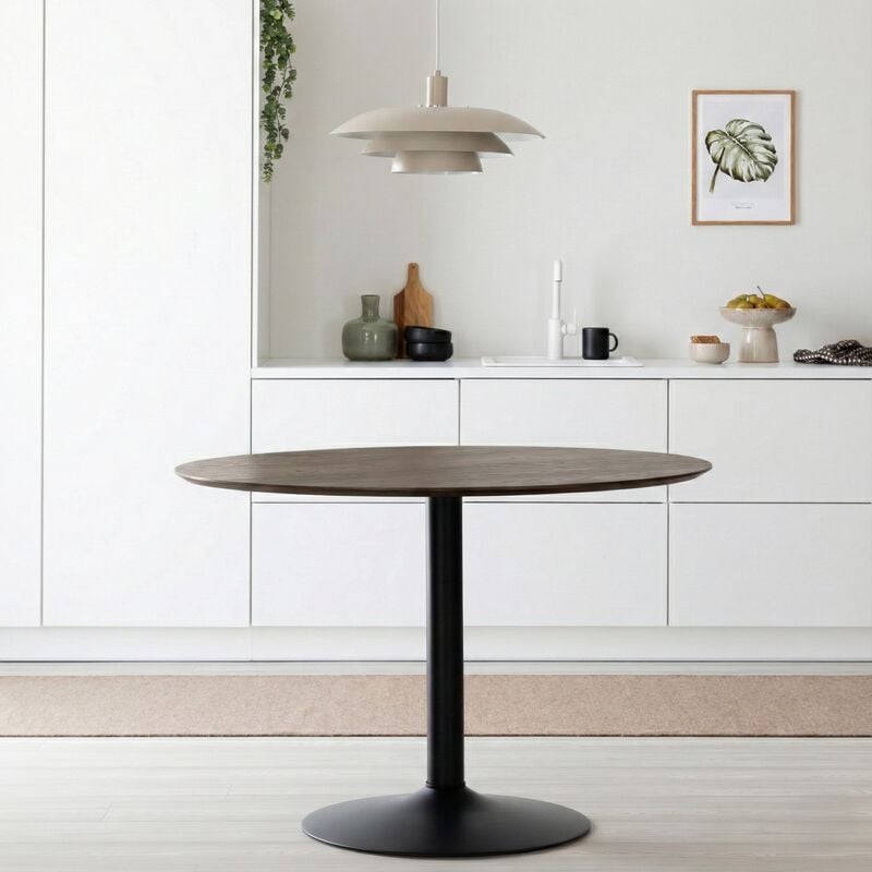 Saini pyöreä ruokapöytä Ø110 cm savutammi/musta