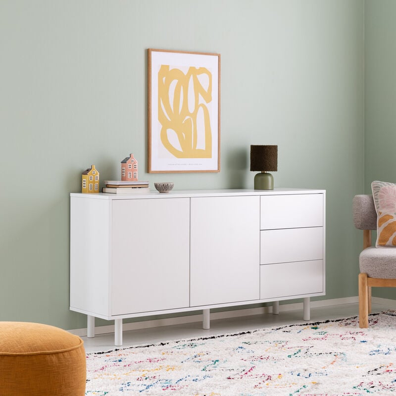 Kokoa senkki 150/2+3 valkoinen pure, push open, taika jaloilla