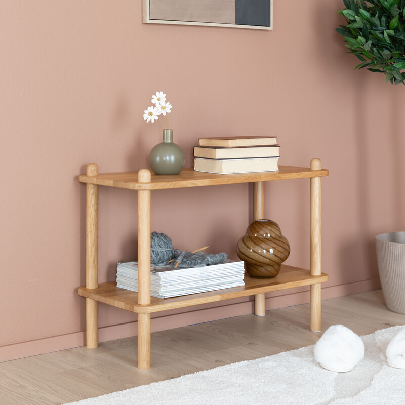 Askel korkea taso 73x35x53,5 cm suoralla päädyllä lakattu tammi