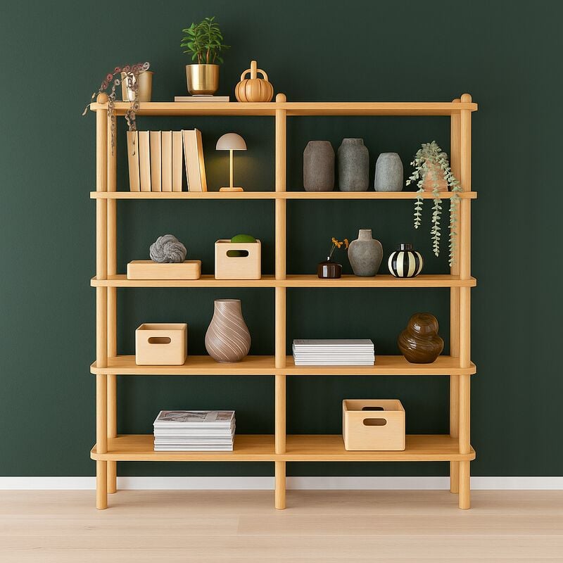 Askel avohylly 138x35x152 cm suoralla päädyllä lakattu tammi