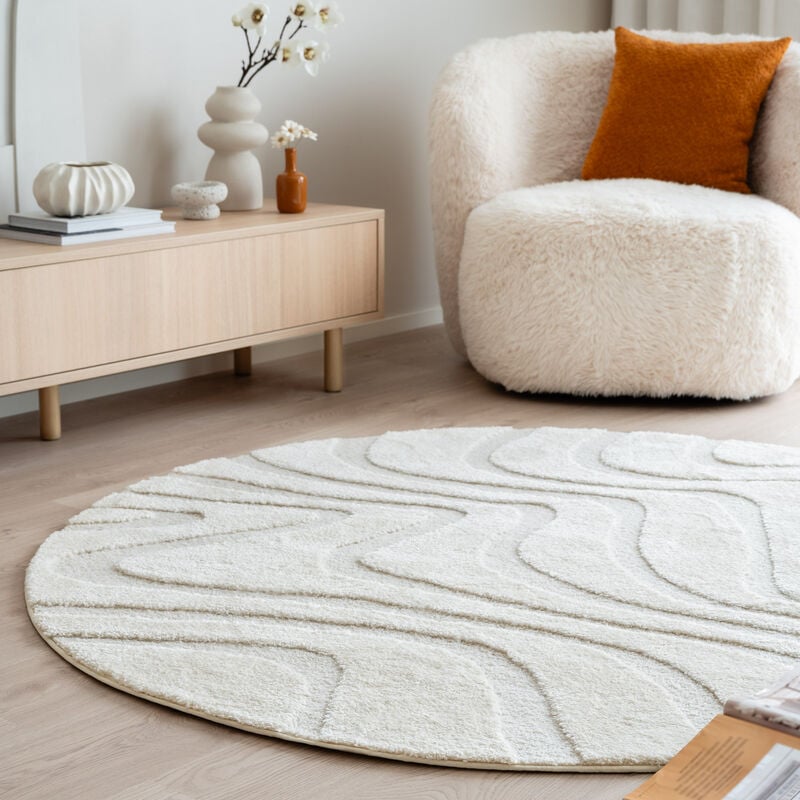 Laine nukkamatto pyöreä 160 cm valkoinen