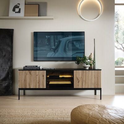 Mooa tv-taso 154x39x56 cm luonnonväri/musta, varastopoisto