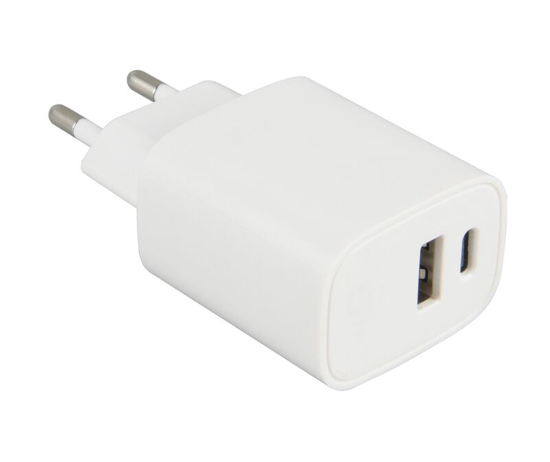 Trio USB + USB-C -laturi valkoinen