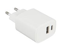 Trio USB + USB-C -laturi valkoinen