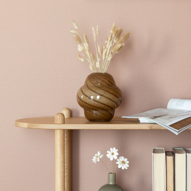 Askel hyllylevy pyöreällä päädyllä lakattu tammi