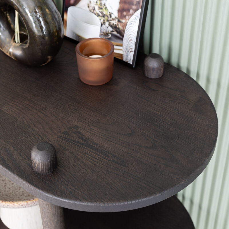 Askel tammi korkea tv-taso 165x35x53,5 cm pyöreällä päädyllä savutammi