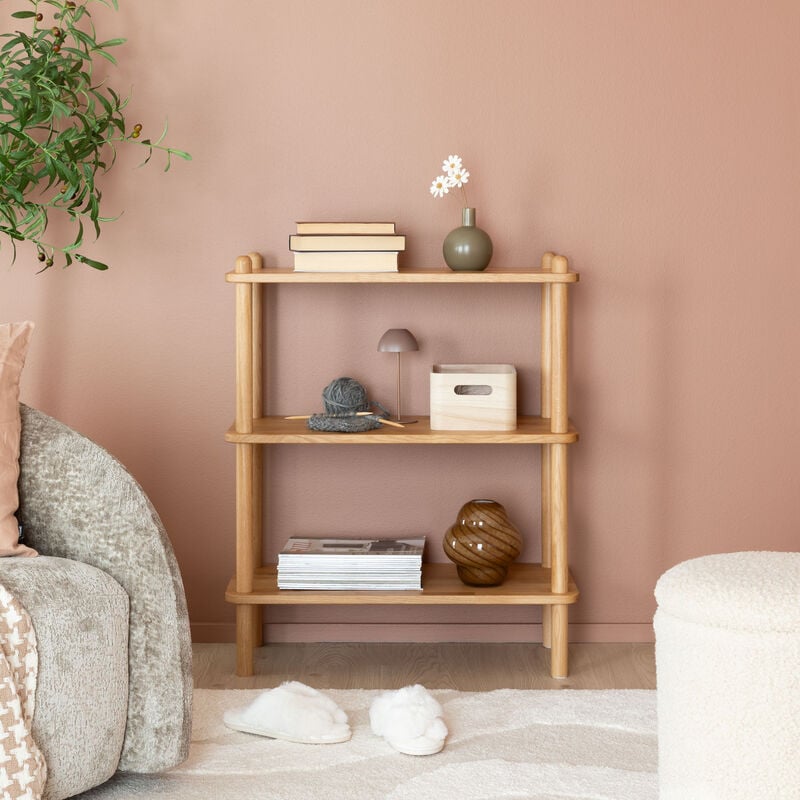 Askel tammi avohylly 73x35x86 cm suoralla päädyllä lakattu tammi