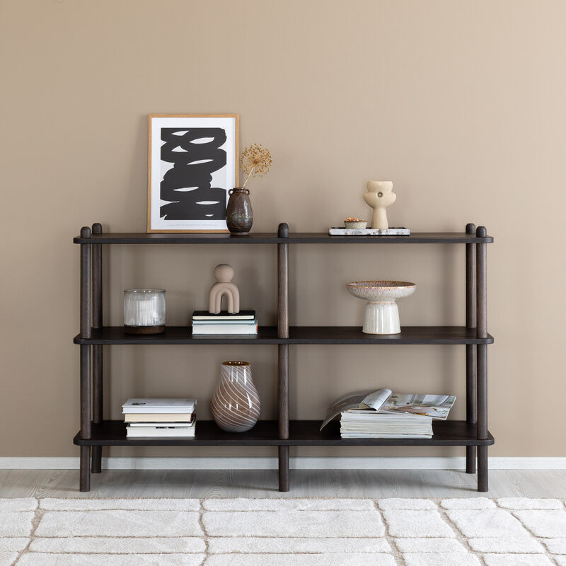 Askel tammi avohylly 138x35x86 cm suoralla päädyllä savutammi