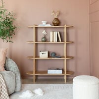 Askel tammi avohylly 100x35x119 cm pyöreällä päädyllä lakattu tammi