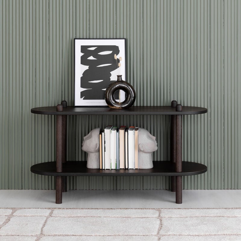 Askel tammi korkea taso 100x35x53,5 cm pyöreällä päädyllä savutammi