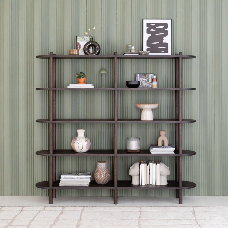 Askel tammi avohylly 165x35x152 cm pyöreällä päädyllä savutammi