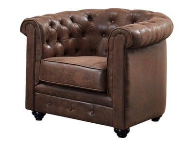 Chesterfield vintage nojatuoli tummanruskea, asiakaspalautus