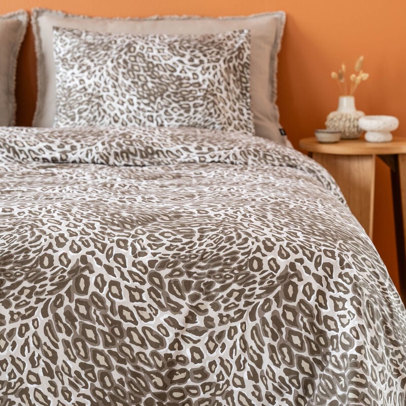 Leopardi pussilakanasetti 150x210 cm + 50x60 cm hiekka/ruskea