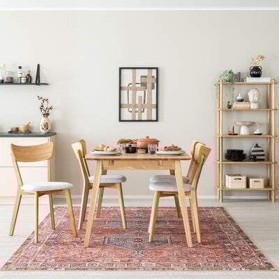 Koto 4-hengen ruokailuryhmä öljytty tammi/musta PU-keinonahka