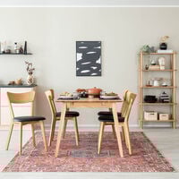 Koto 4-hengen ruokailuryhmä öljytty tammi/musta PU-keinonahka