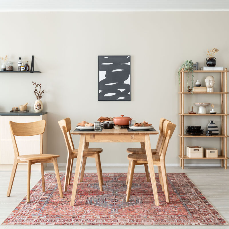 Koto 4-hengen ruokailuryhmä öljytty tammi puuistuimella