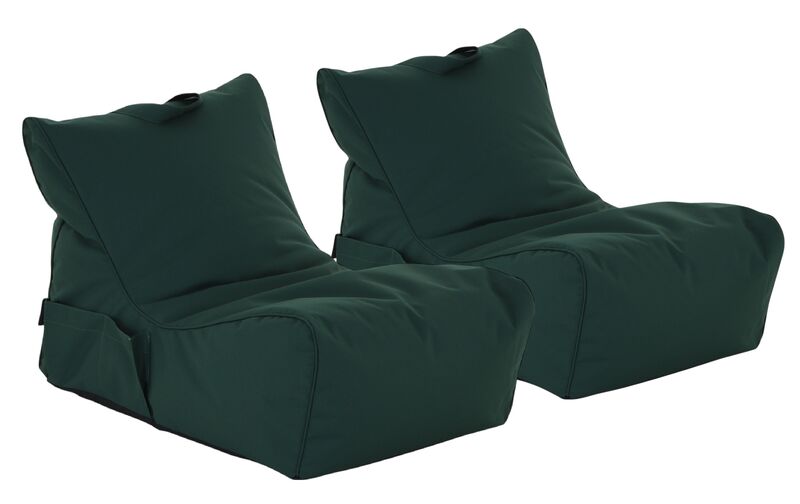 Jade Outdoor säkkituolit 2 kpl setti tummanvihreä