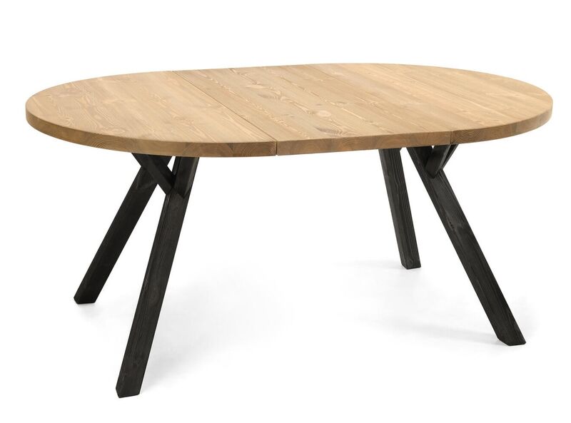 Lana pyöreä jatkettava ruokapöytä Ø115-160 cm antiikkipetsattu/musta