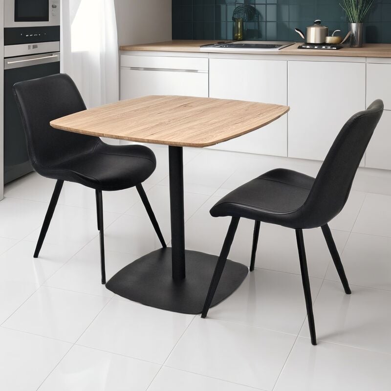 Riviera-Marcus 2-hengen ruokailuryhmä tammi/musta, musta pu-keinonahka