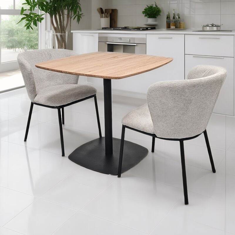 Riviera-Kaarlo 2-hengen ruokailuryhmä tammi/musta, vaaleanharmaa