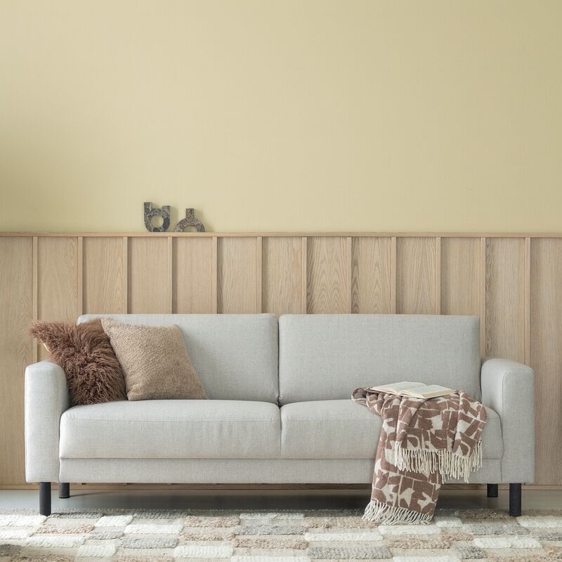 Joki 3-istuttava sohva hiekka Hygge 10, mustat jalat