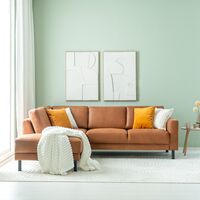 Joki avokulmasohva vasen nahkaverhoiltu, konjakinruskea kentucky 9, mustat jalat