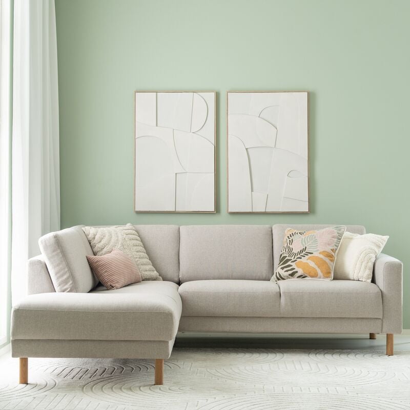 Joki avokulmasohva vasen hiekka Hygge 10, tammijalat