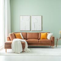 Joki avokulmasohva vasen nahkaverhoiltu, konjakinruskea kentucky 9, tammijalat