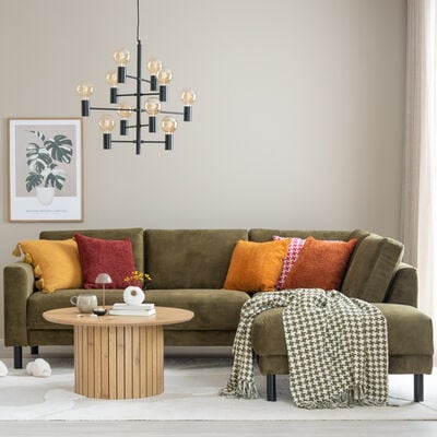 Joki avokulmasohva vasen beige Storm 6, tammijalat