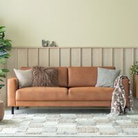 Joki 3-istuttava sohva nahkaverhoiltu, konjakinruskea kentucky 9, mustat jalat