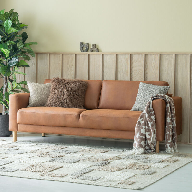Kairo 3-istuttava nahkasohva – konjakinruskea