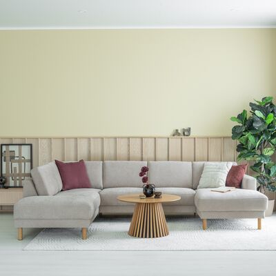 Joki U-kulmasohva oikea hiekka Hygge 10, mustat jalat