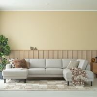 Joki U-kulmasohva oikea hiekka Hygge 10, mustat jalat