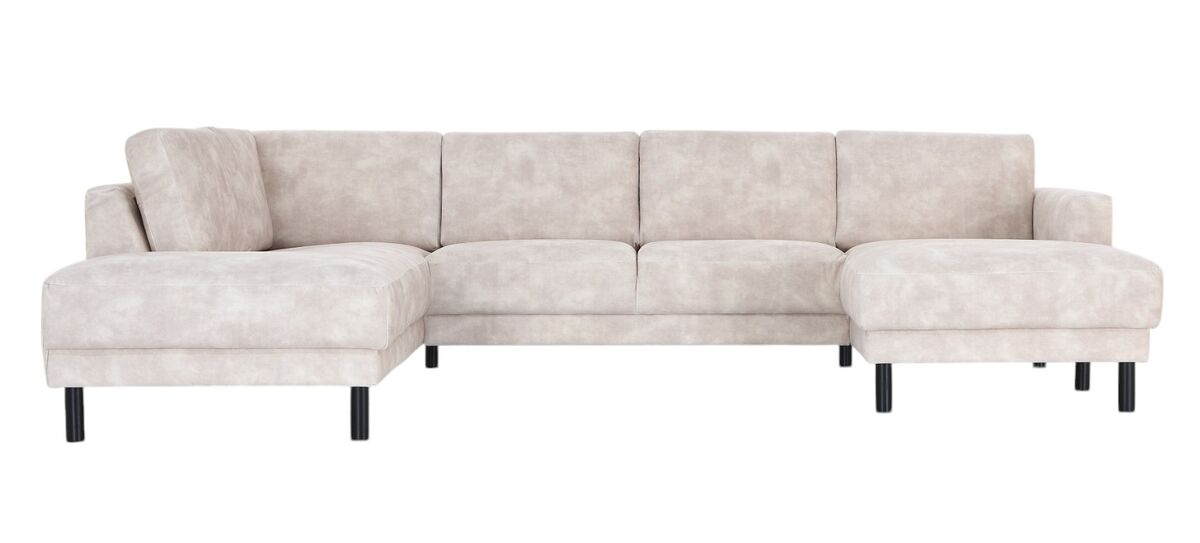 Joki U-kulmasohva vasen beige Adore 01, mustat jalat