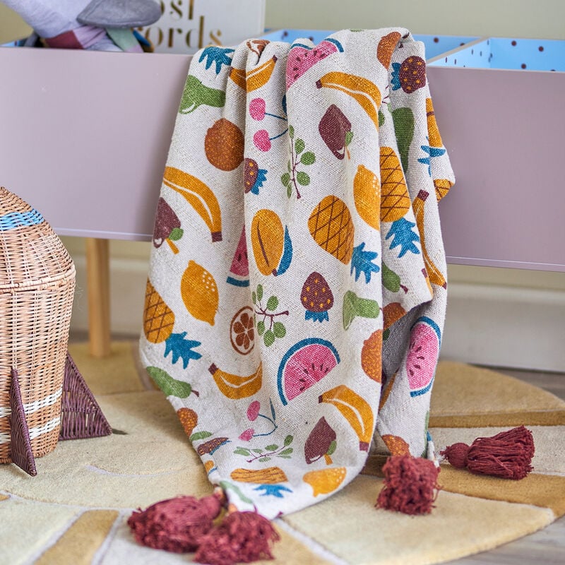 Bloomingville Fruitta torkkupeitto 130x160 cm keltainen