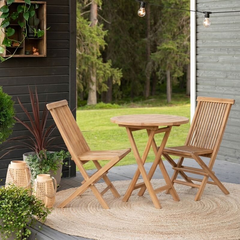 House Nordic Oviedo pyöreä tiikki parvekepöytä Ø70 cm